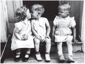 kids kissing one jealous