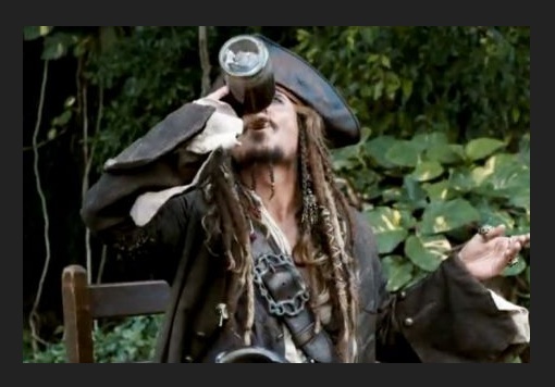 jack sparrow drinking rum